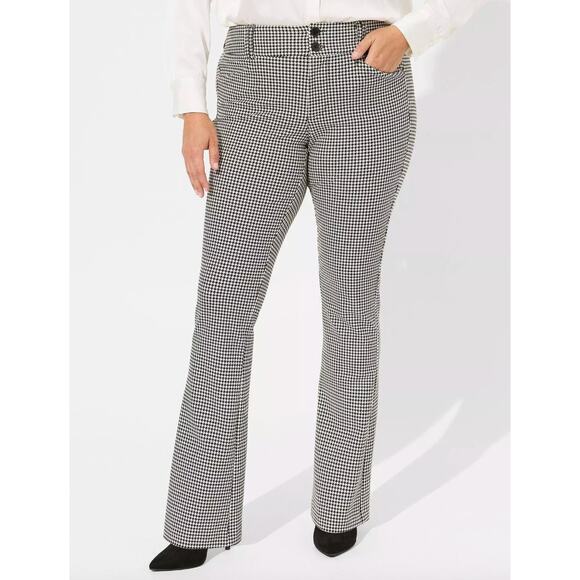 Torrid Trouser Bootcut Black White Houndstooth Plaid Ponte Pants 12 12R 564545 - Picture 1 of 8
